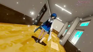 Time Stop Hentai Otdmtmk Vtuber Aogr Undress Sex School Corridor Mmd 3D Blue Hair (CLIP)